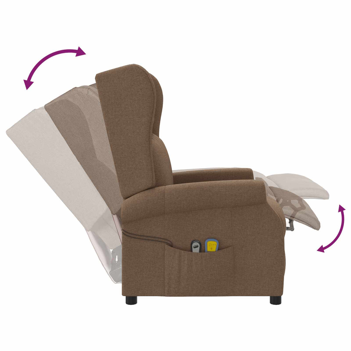 Elektrische massage fauteuil met hoge rugleuning Bruin Stof