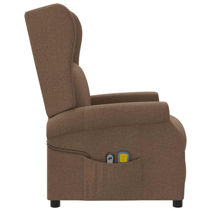 Elektrische massage fauteuil met hoge rugleuning Bruin Stof