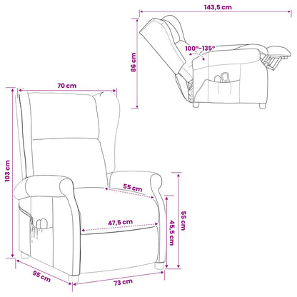 Elektrische massage fauteuil met hoge rugleuning Bruin Stof