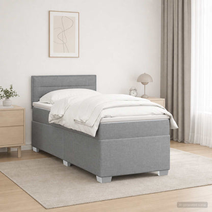 Boxspringbed met matras Lichtgrijs 100 x 200 cm Stof