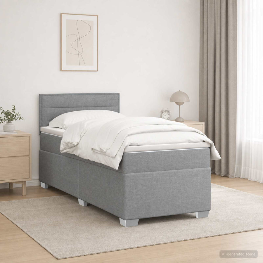 Boxspringbed met matras Lichtgrijs 100 x 200 cm Stof