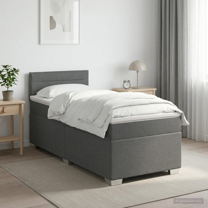 Boxspringbed met matras Donkergrijs 100 x 200 cm Stof