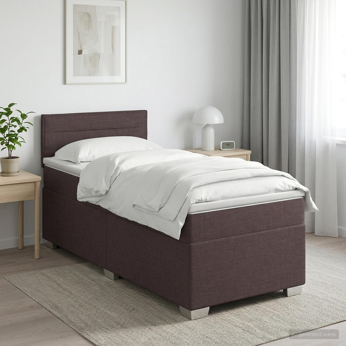 Boxspringbed met matras Donkerbruin 100 x 200 cm Stof