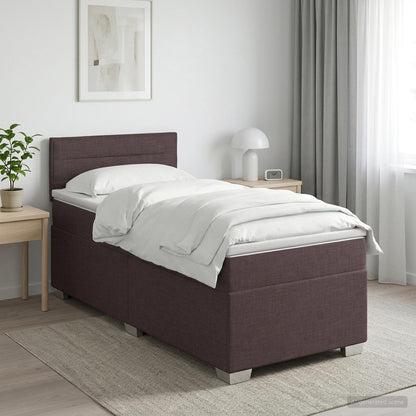 Boxspringbed met matras Donkerbruin 100 x 200 cm Stof