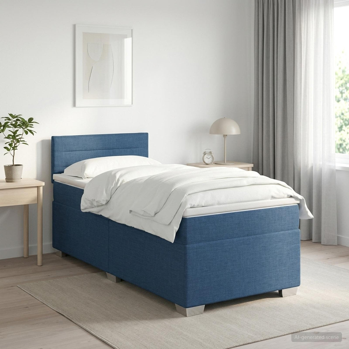 Boxspringbed met matras met hoofdeinde Blauw 90 x 190 cm Stof