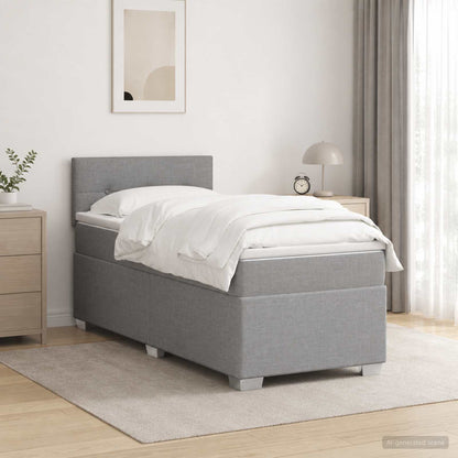 Boxspringbed met matras Lichtgrijs 100 x 200 cm Stof