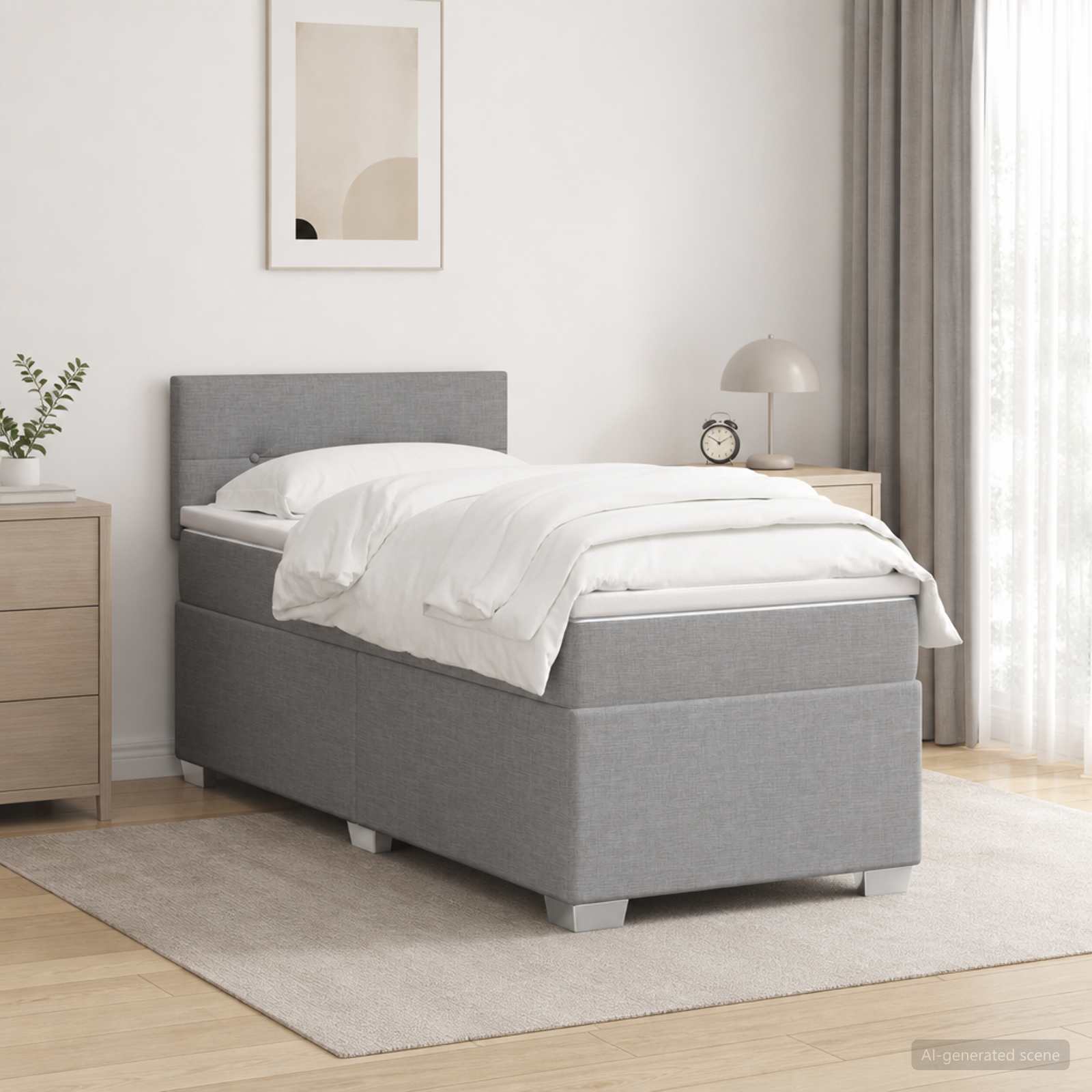 Boxspringbed met matras Lichtgrijs 80 x 200 cm Stof