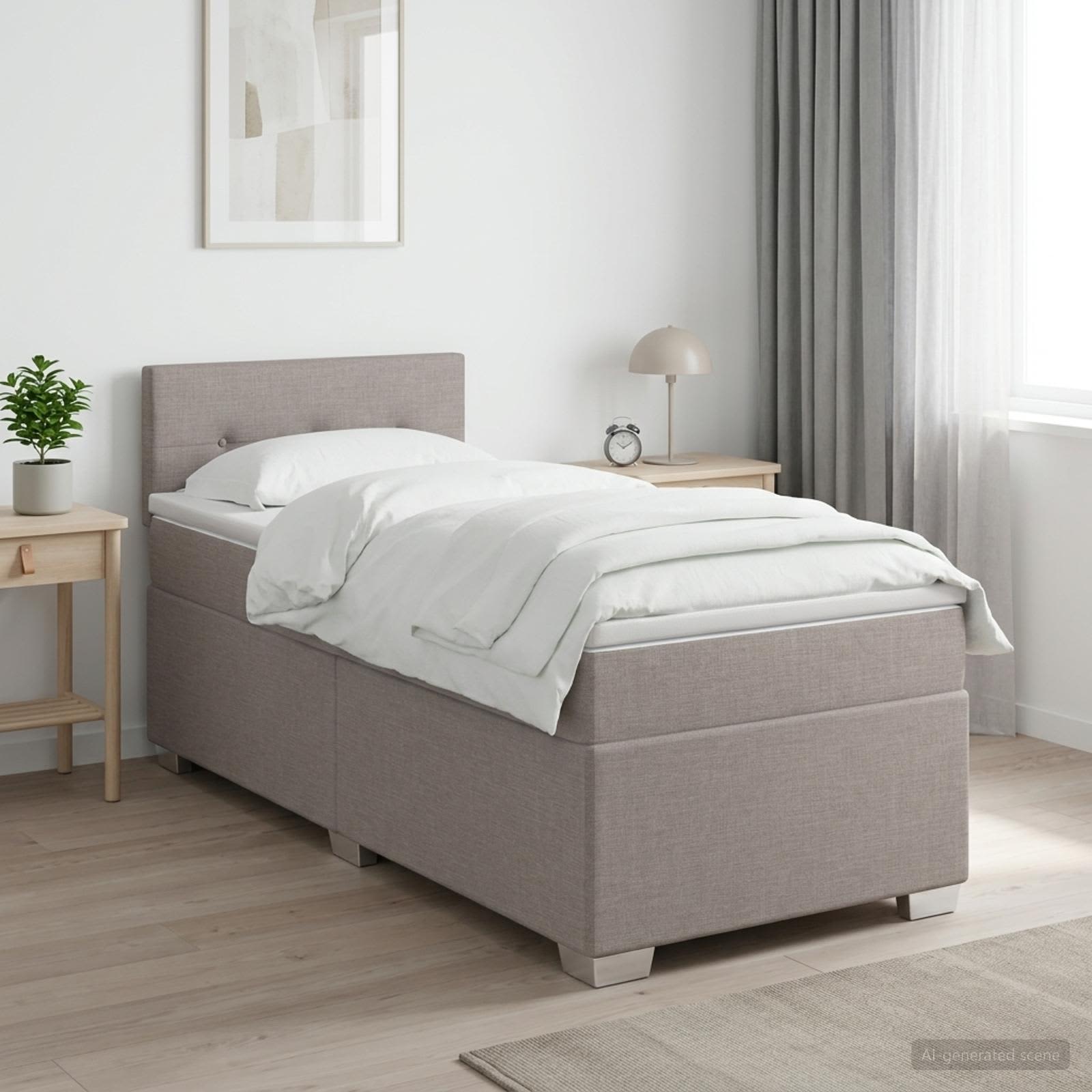 Boxspringbed met matras met hoofdeinde Taupe 80 x 200 cm Stof