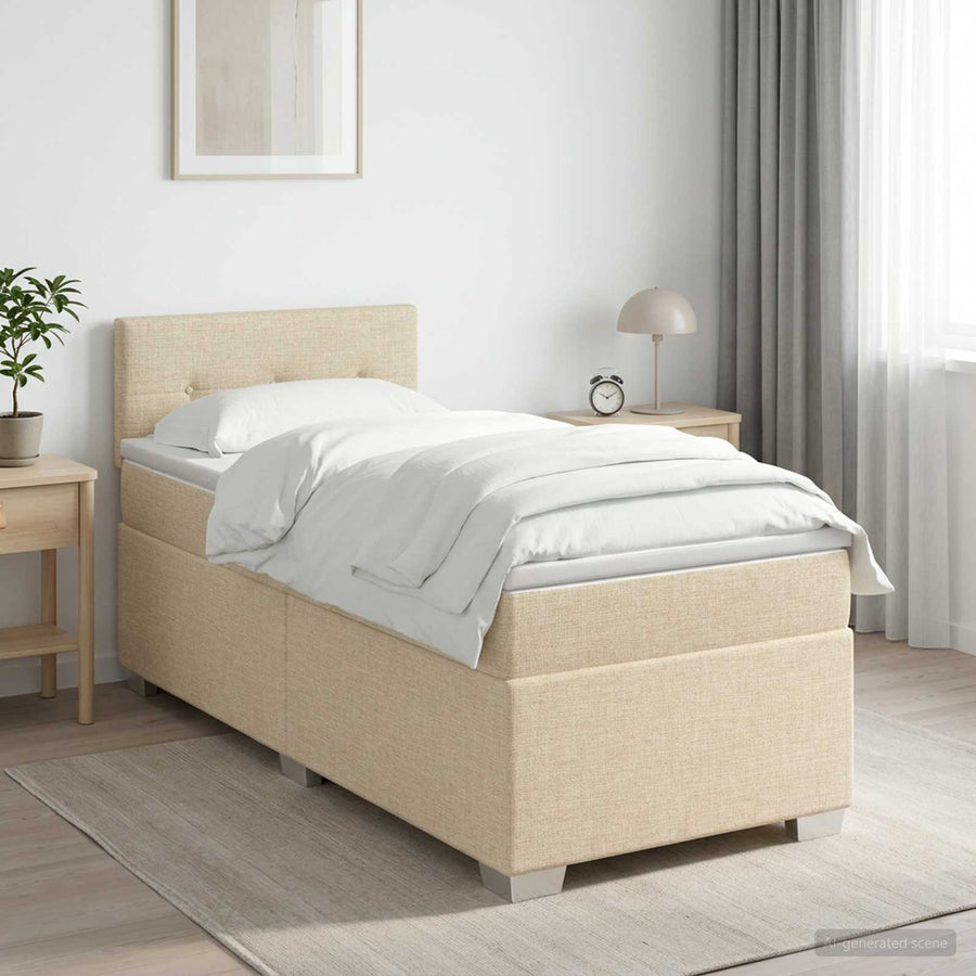 Boxspringbed met matras Crèmekleurig 90 x 200 cm Stof