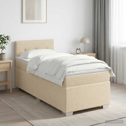 Boxspringbed met matras Crèmekleurig 90 x 190 cm Stof