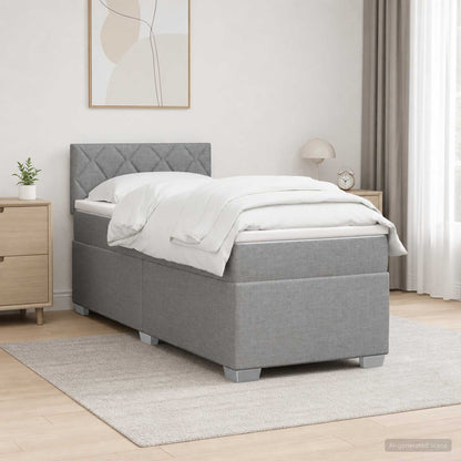 Boxspringbed met matras Lichtgrijs 100 x 200 cm Stof