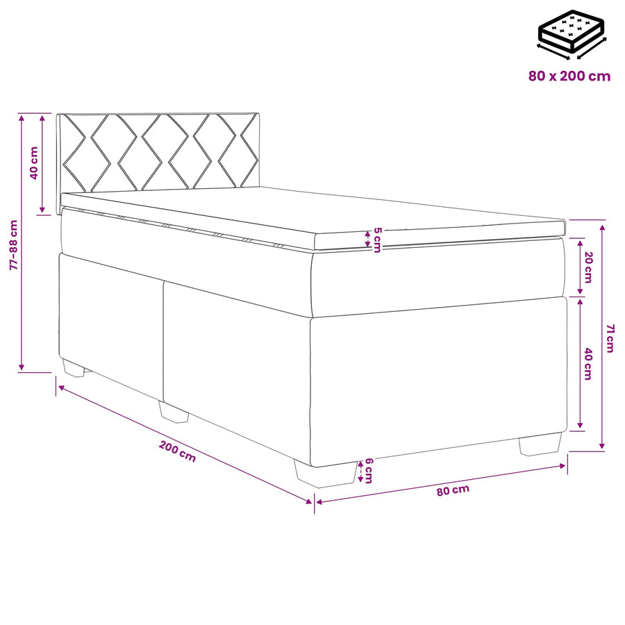 Boxspringbed met matras Donkerbruin 80 x 200 cm Stof
