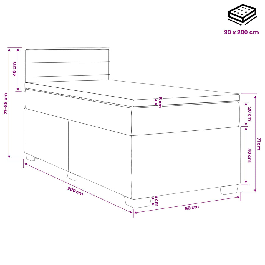 Boxspringbed met matras Donkerbruin 90 x 200 cm Stof
