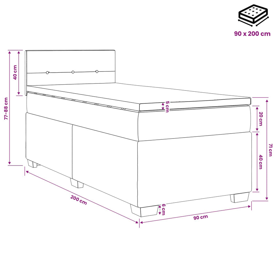 Boxspringbed met matras Donkerbruin 90 x 200 cm Stof