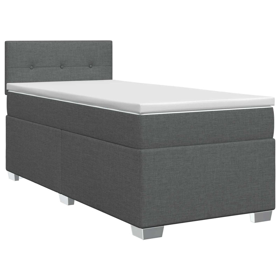 Boxspringbed met matras Donkergrijs 100 x 200 cm Stof