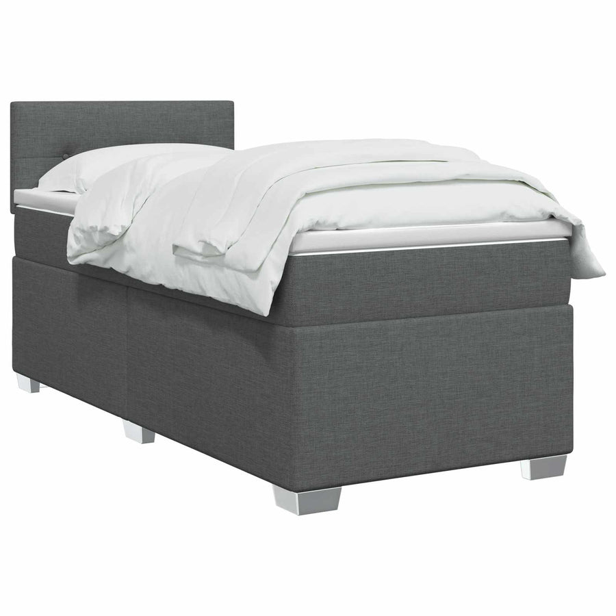 Boxspringbed met matras Donkergrijs 100 x 200 cm Stof