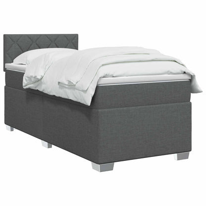 Boxspringbed met matras Donkergrijs 100 x 200 cm Stof
