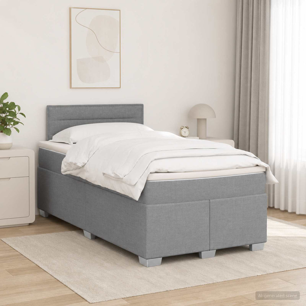 Boxspringbed met matras Lichtgrijs 120 x 200 cm Stof