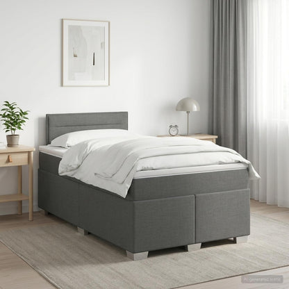 Boxspringbed met matras Donkergrijs 120 x 200 cm Stof