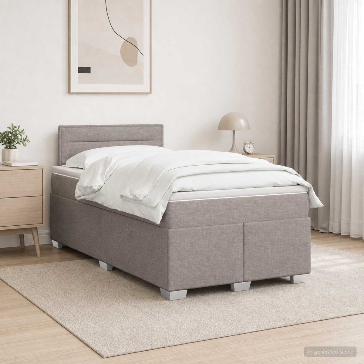 Boxspringbed met matras met hoofdeinde Taupe 120 x 200 cm Stof