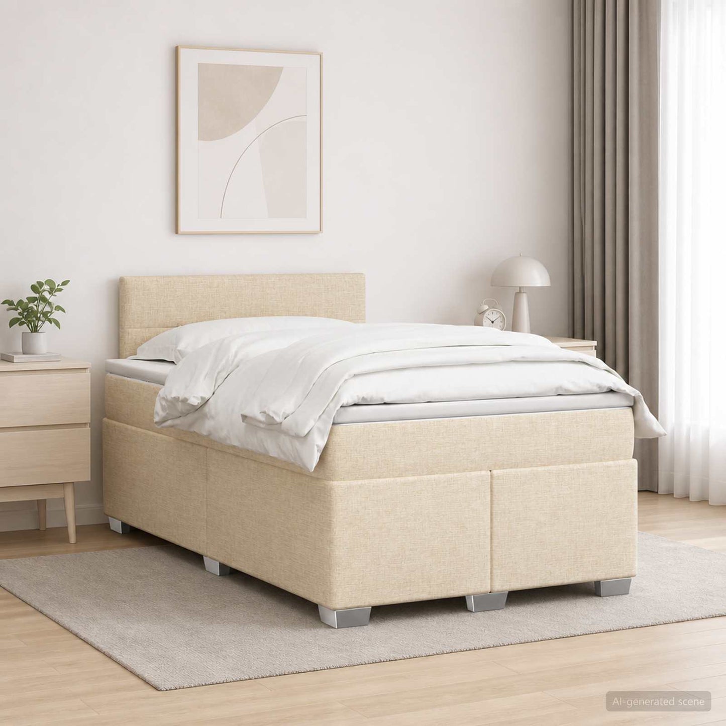 Boxspringbed met matras Crèmekleurig 120 x 190 cm Stof