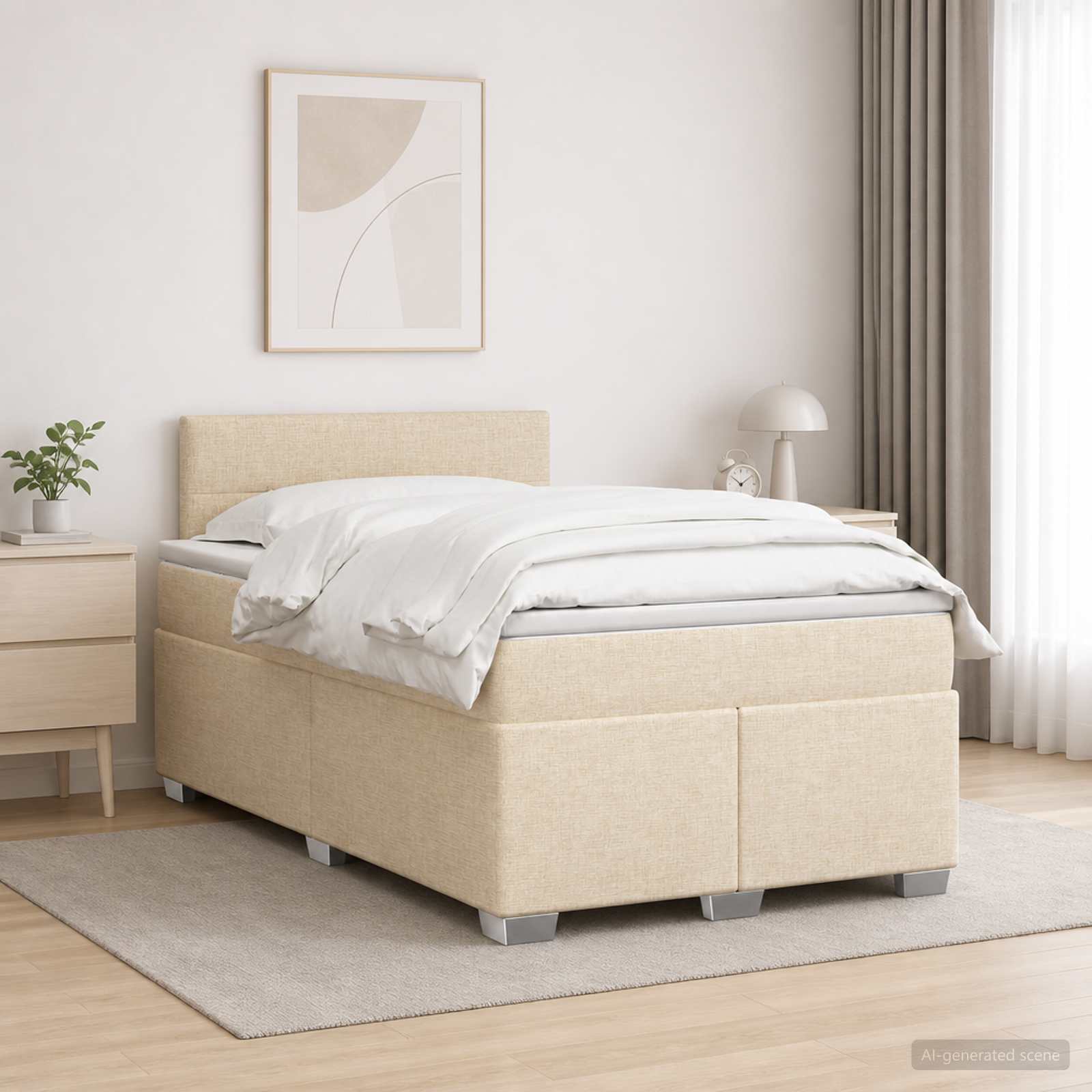 Boxspringbed met matras Crèmekleurig 120 x 200 cm Stof
