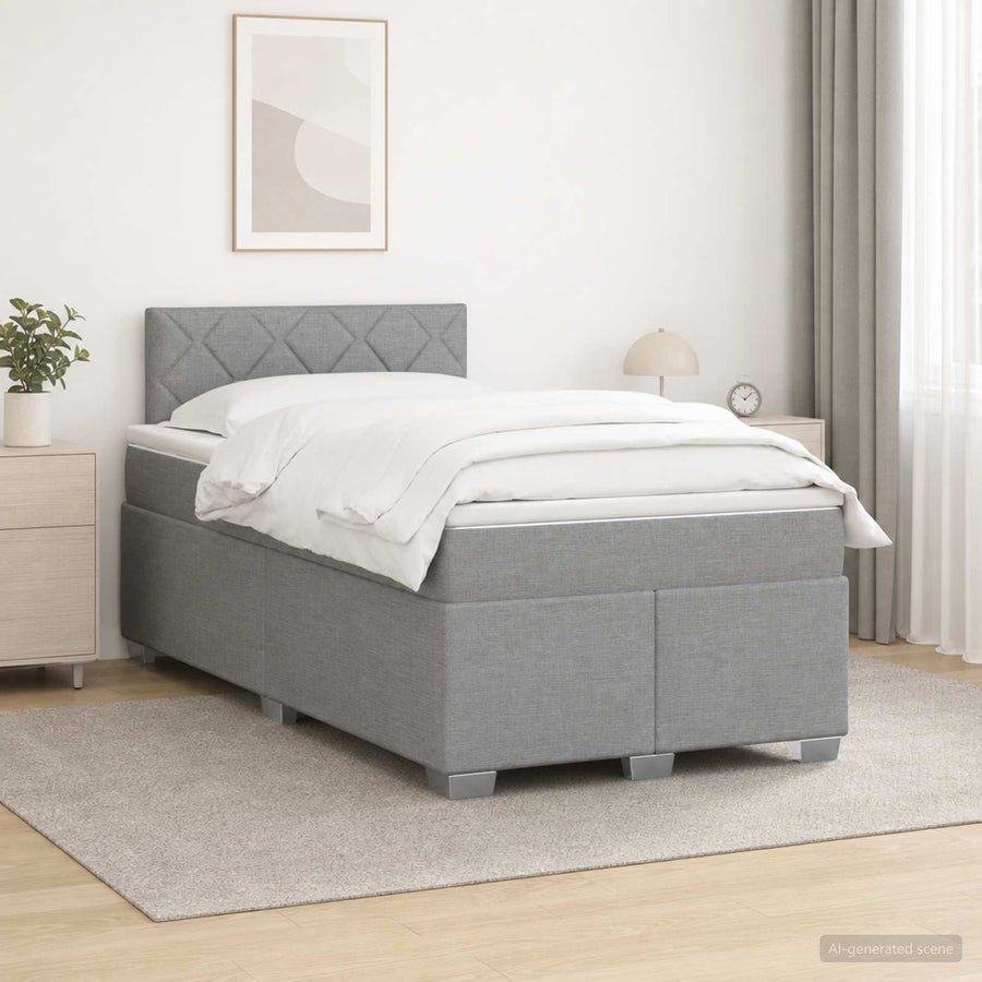 Boxspringbed met matras Lichtgrijs 120 x 190 cm Stof