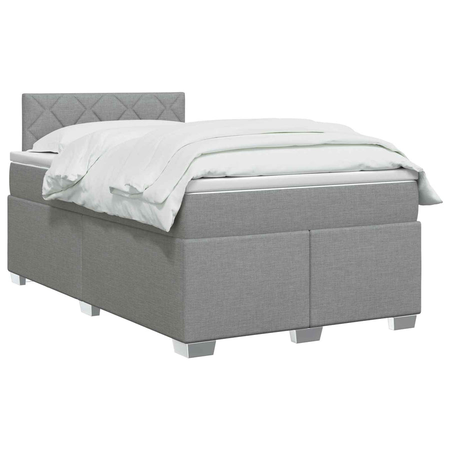 Boxspringbed met matras Lichtgrijs 120 x 190 cm Stof