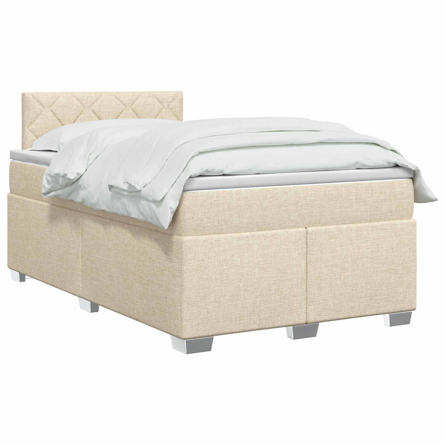 Boxspringbed met matras Crèmekleurig 120 x 190 cm Stof