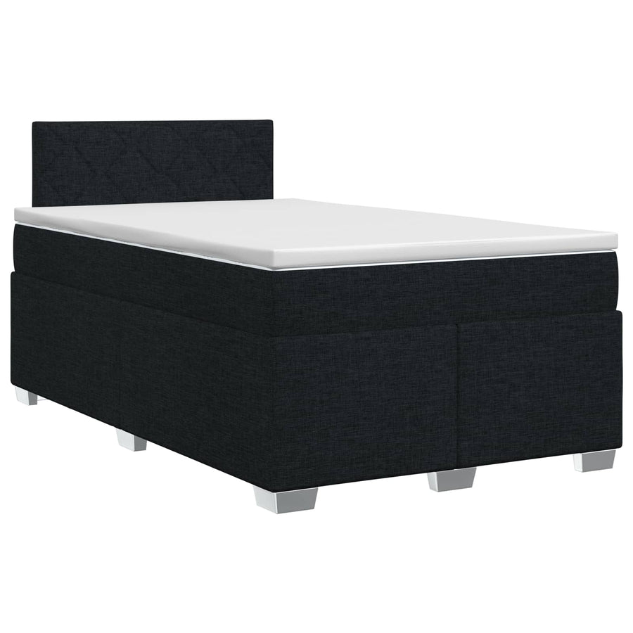Boxspringbed met matras met hoofdeinde Zwart 120 x 200 cm Stof