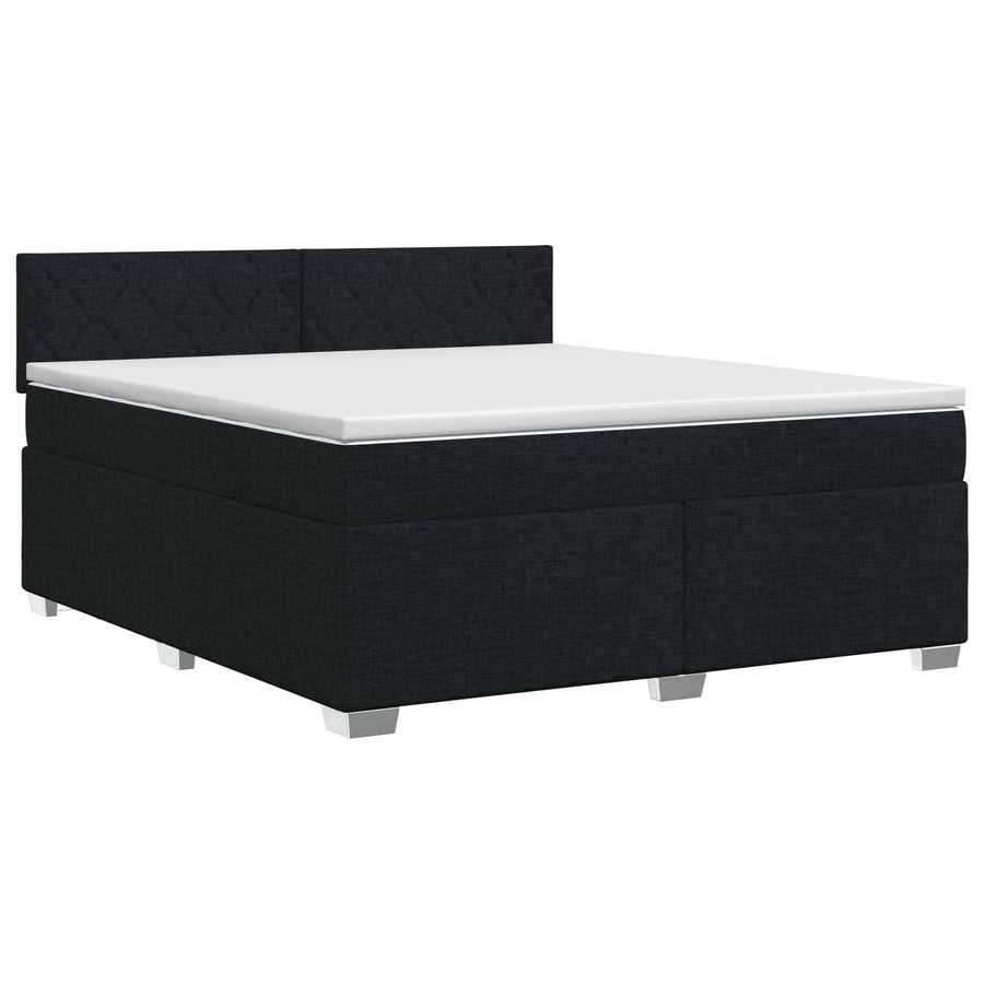 Boxspringbed met matras met hoofdeinde Zwart 140 x 200 cm Stof