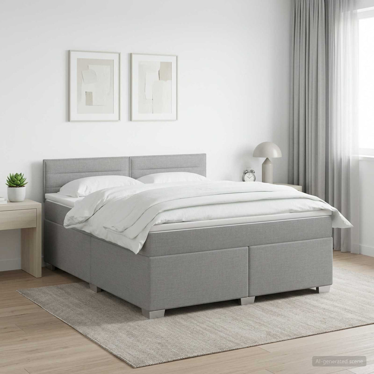 Boxspringbed met matras Lichtgrijs 180 x 200 cm Stof