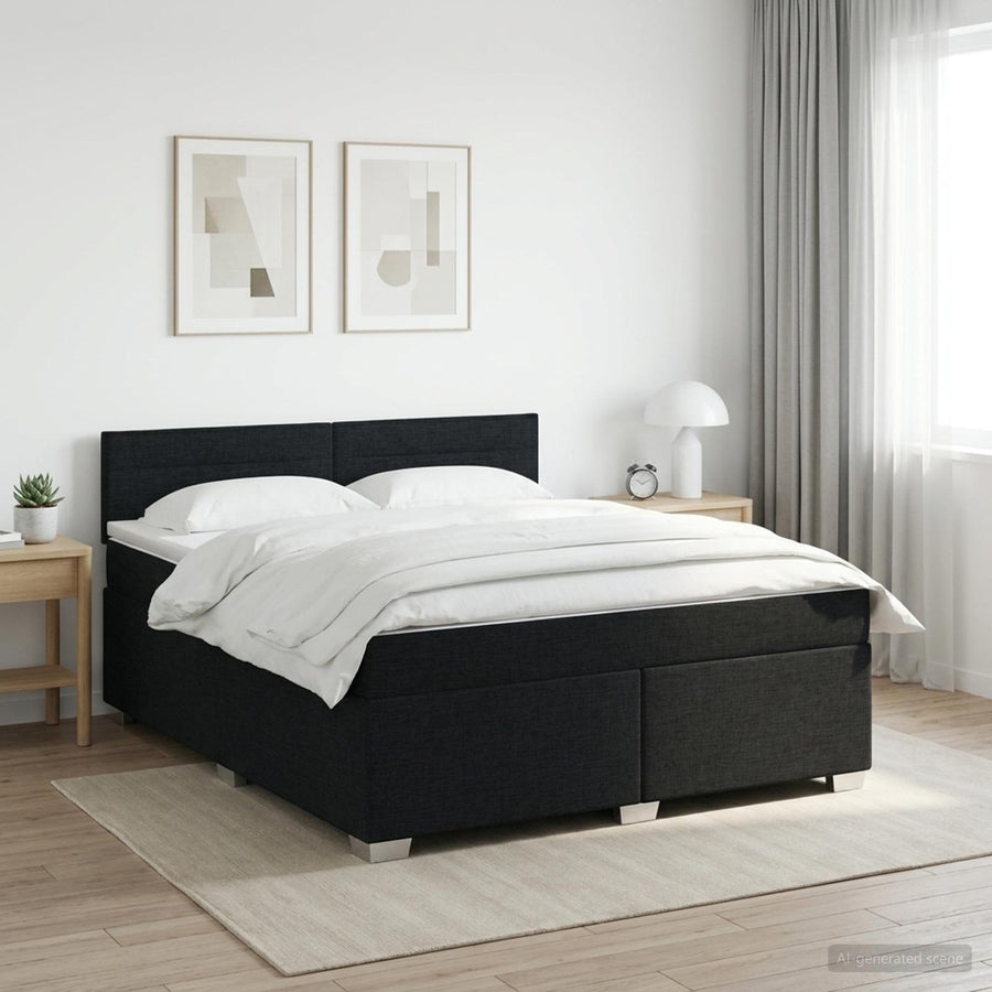 Boxspringbed met matras met hoofdeinde Zwart 160 x 200 cm Stof