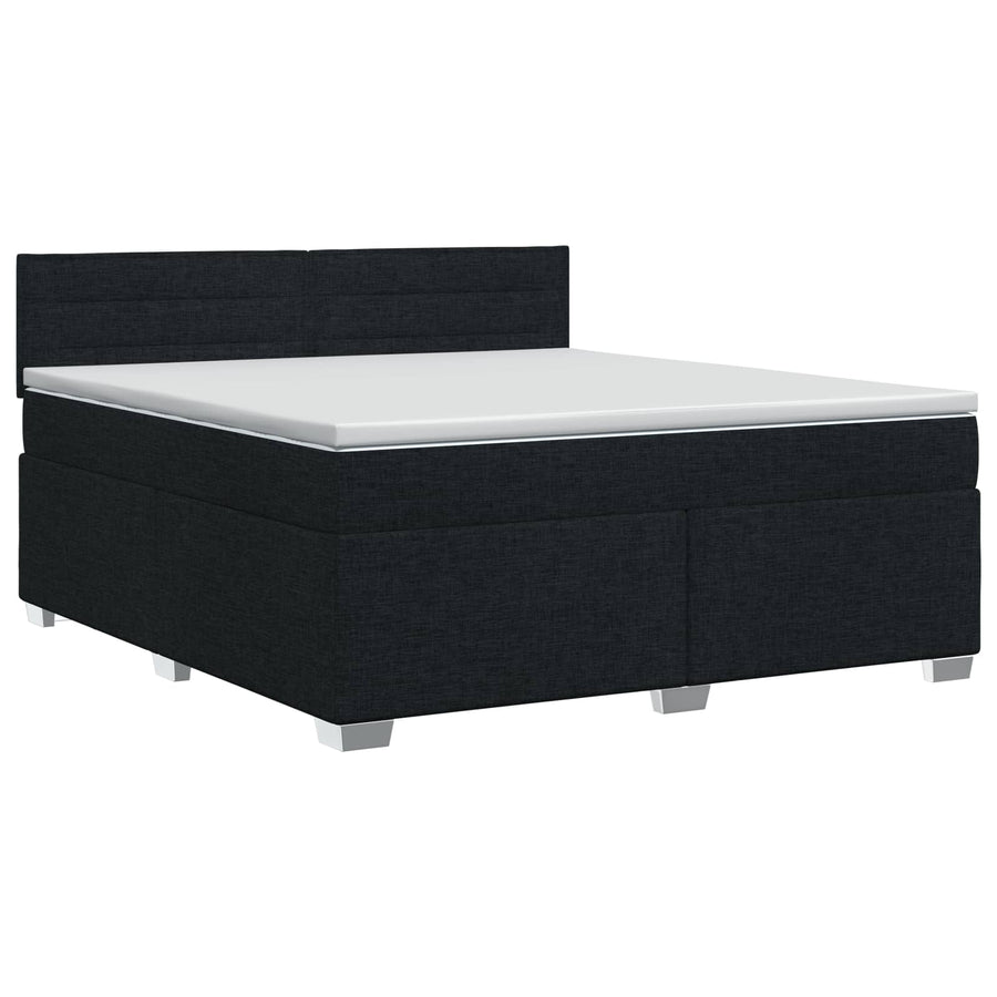 Boxspringbed met matras met hoofdeinde Zwart 180 x 200 cm Stof