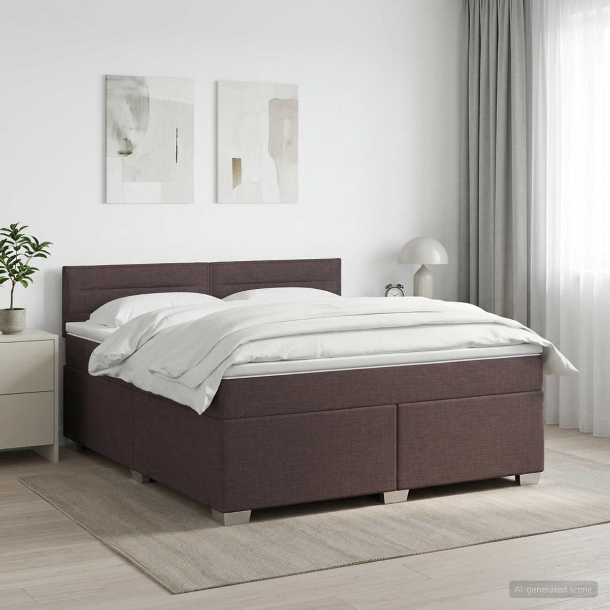 Boxspringbed met matras Donkerbruin 160 x 200 cm Stof