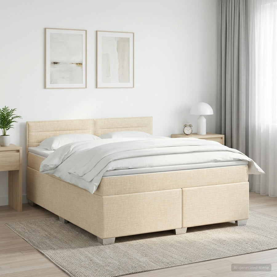 Boxspringbed met matras Crèmekleurig 180 x 200 cm Stof