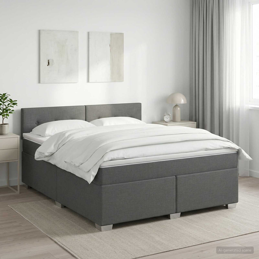 Boxspringbed met matras Donkergrijs 180 x 200 cm Stof