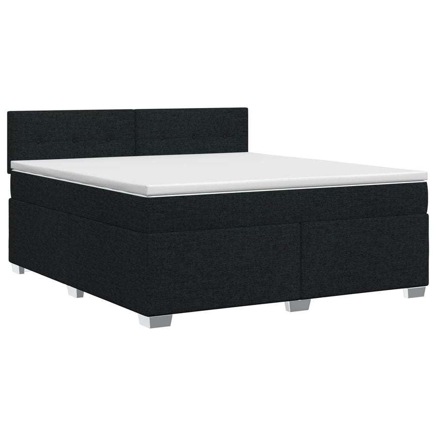 Boxspringbed met matras met hoofdeinde Zwart 180 x 200 cm Stof