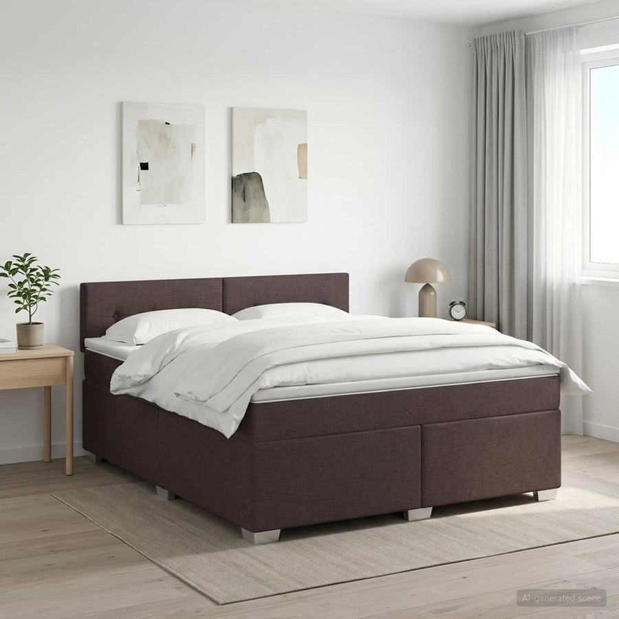 Boxspringbed met matras Donkerbruin 180 x 200 cm Stof