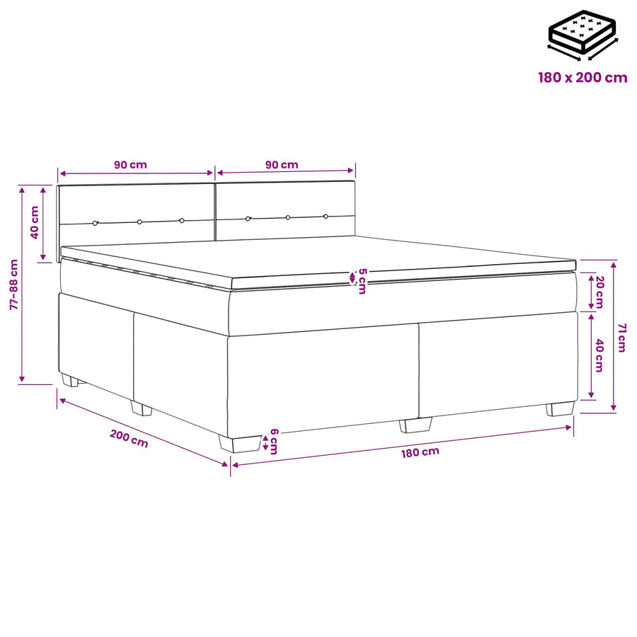 Boxspringbed met matras Crèmekleurig 180 x 200 cm Stof