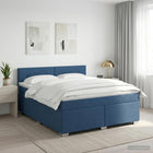 Boxspringbed 180x200 cm blauw met matras hoofdeinde