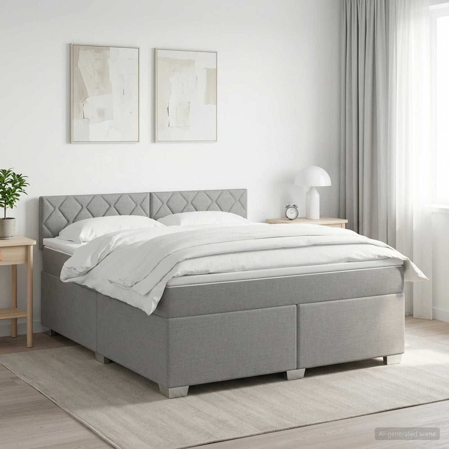 Boxspringbed met matras Lichtgrijs 180 x 200 cm Stof