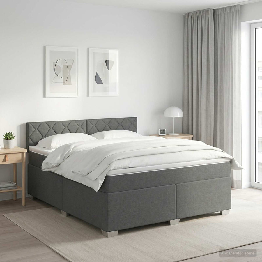 Boxspringbed met matras Donkergrijs 140 x 200 cm Stof