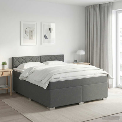 Boxspringbed met matras Donkergrijs 180 x 200 cm Stof