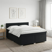 Boxspringbed met matras met hoofdeinde Zwart 160 x 200 cm Stof