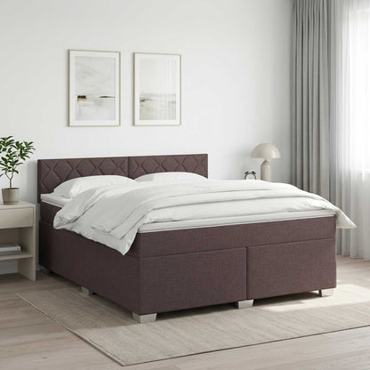 Boxspringbed met matras Donkerbruin 140 x 190 cm Stof
