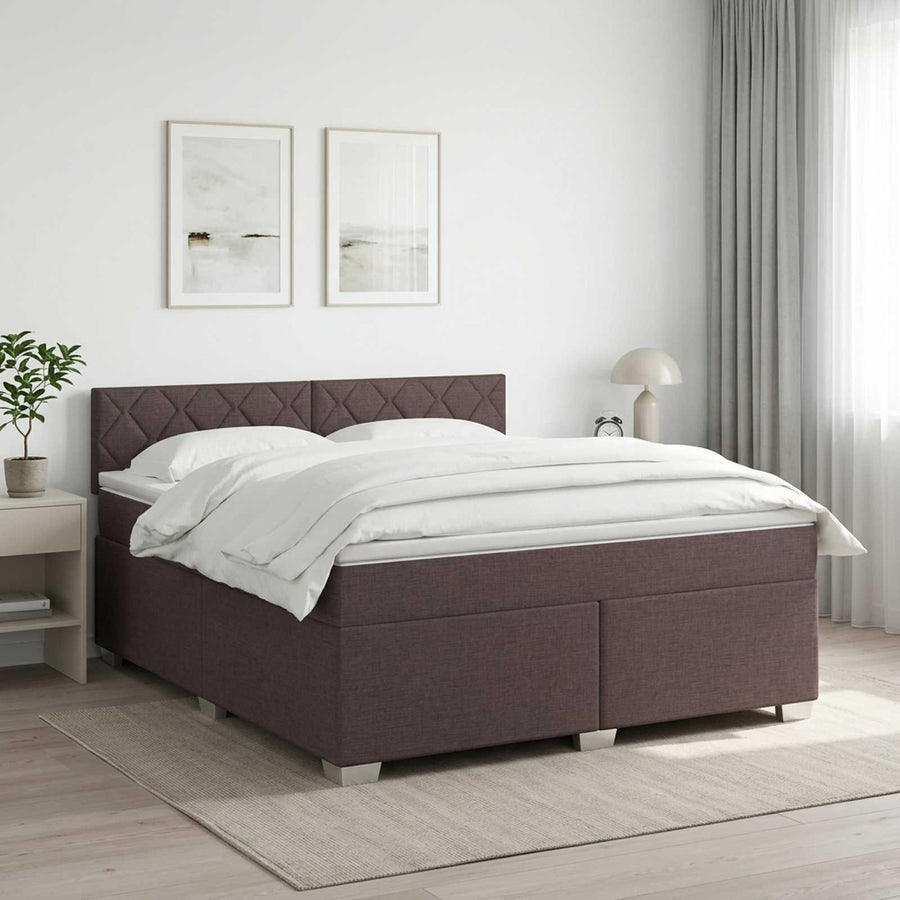 Boxspringbed met matras Donkerbruin 140 x 190 cm Stof