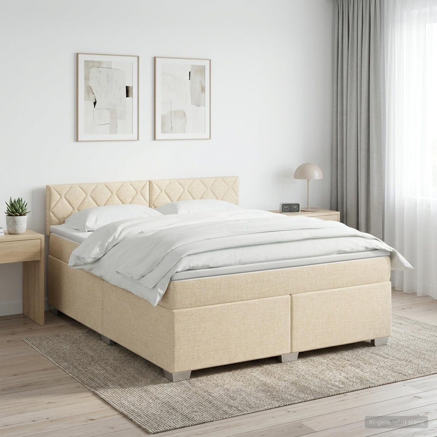 Boxspringbed met matras Crèmekleurig 180 x 200 cm Stof