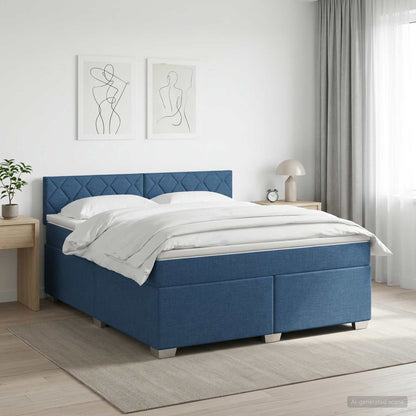 Boxspringbed met matras met hoofdeinde Blauw 160 x 200 cm Stof