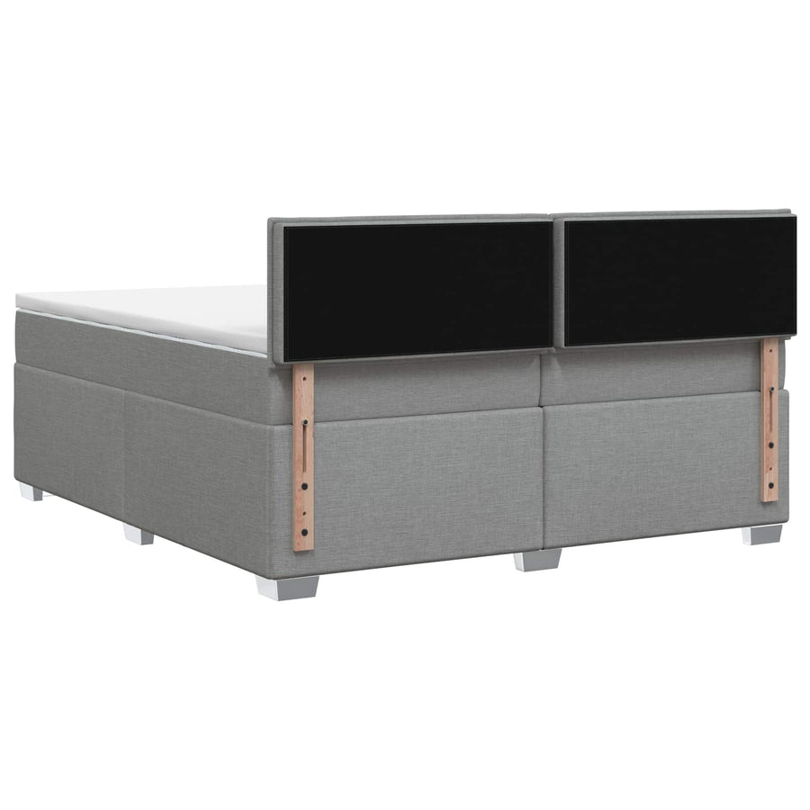 Boxspringbed met matras Lichtgrijs 200 x 200 cm Stof